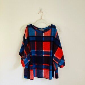 Plaid Oversized Short Sleeve Top By Cherish S